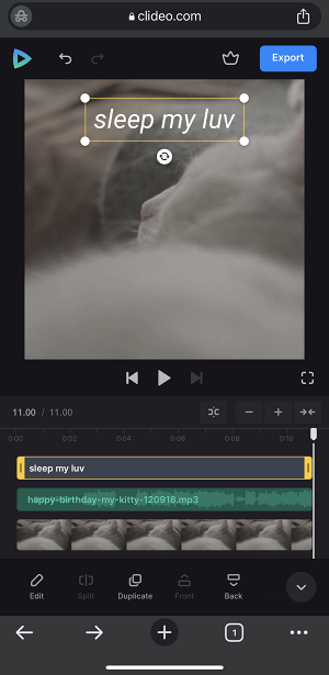 Add text to video with music in Video Editor