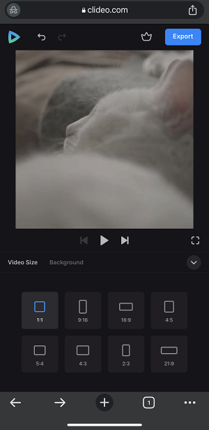 Change aspect ratio for video with music in Video Editor