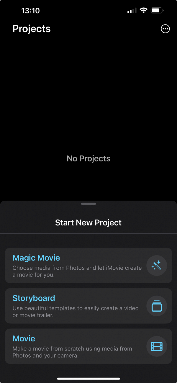Project in iMovie iMovie project to merge two videos on iPhone