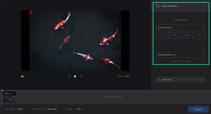 Upload more files to convert MP3 to video
