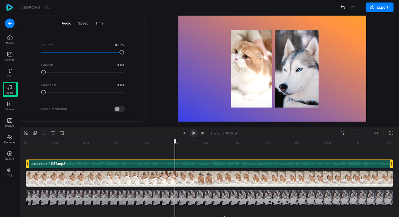 Add music to side-by-side video