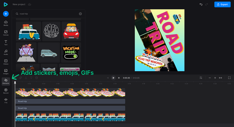 Make video with stickers, emojis, GIFs