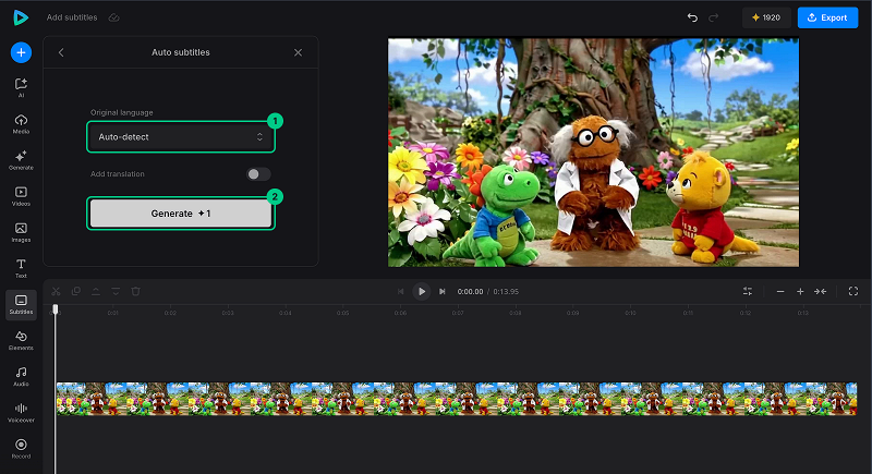 Auto-detect the spoken language and generate subtitles