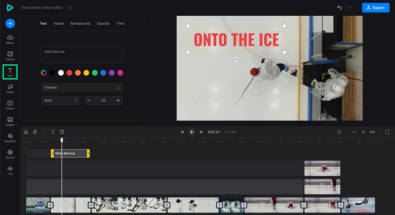 Add text in online video editor