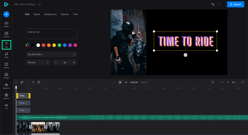 Add text overlays to video mashup
