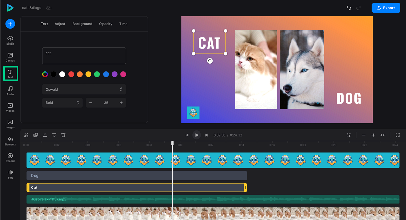 Add text to side-by-side video