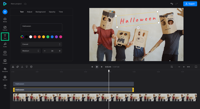 Add text to video with a Halloween sticker