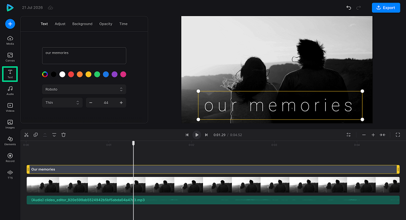 Add text to video without background noise