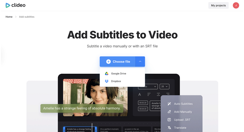 Upload video to burn in subtitles