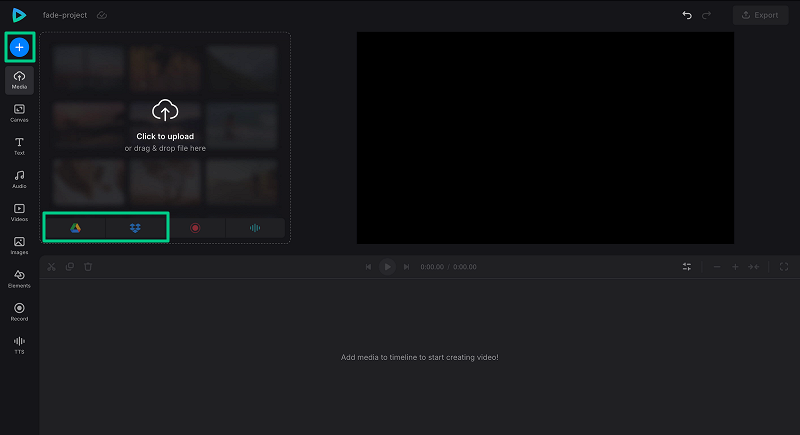  Upload files to video editor to make video fade transitions
