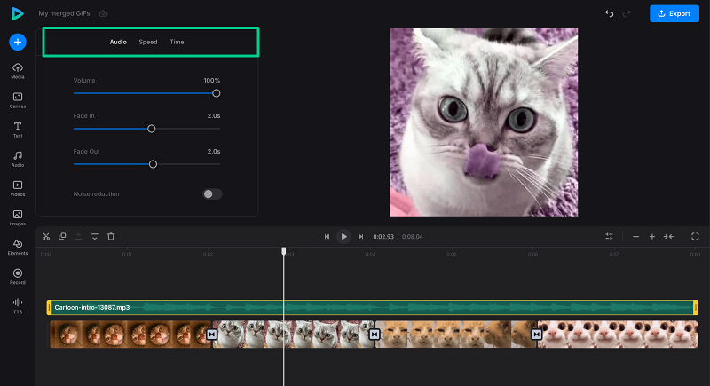 Adjust music in video from GIFs Adjust audio in video from GIFs