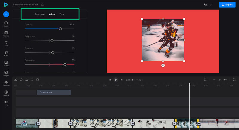 Transform video in online video editor