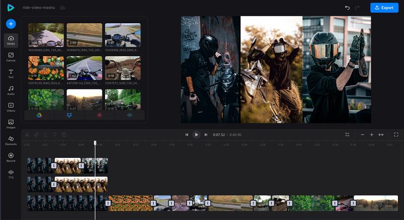 Add more videos and adjust video mashup settings