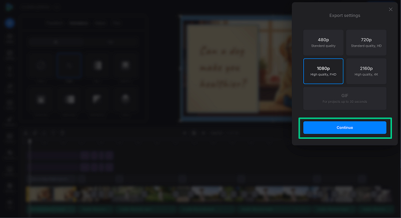 Video export settings Export an AI video editing project