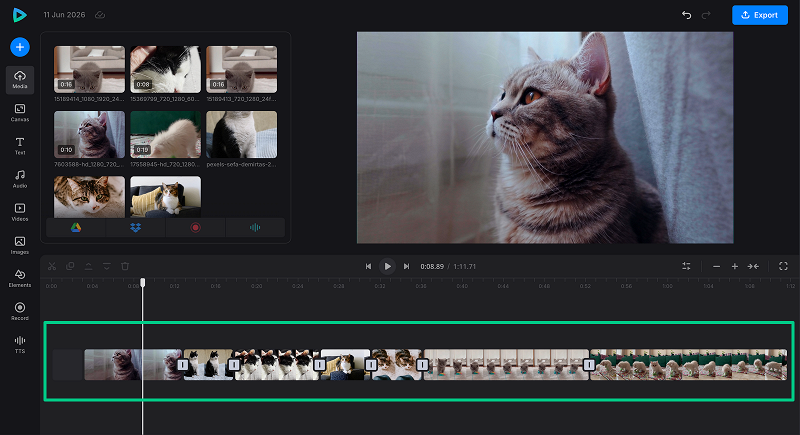 Arrange files on the timeline