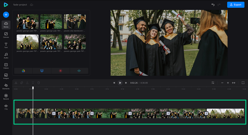 Arrange files to make video fade transitions