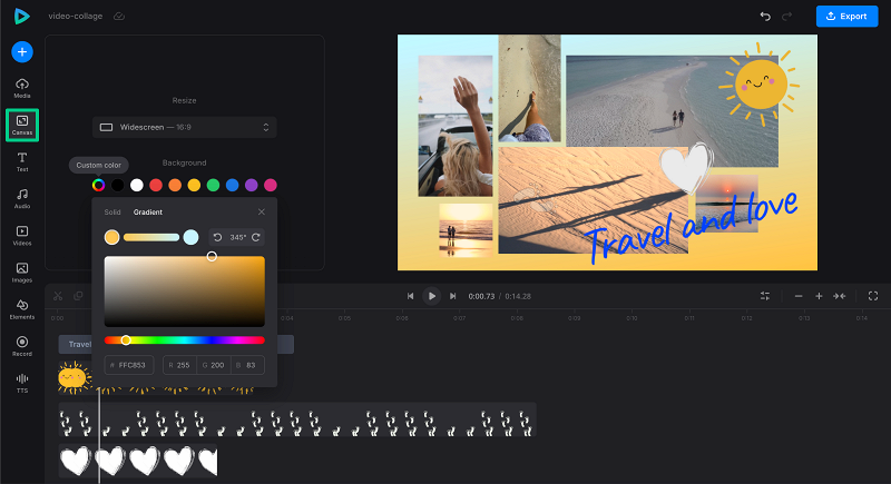 Change background color for video collage