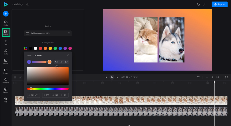 Change background for side-by-side video
