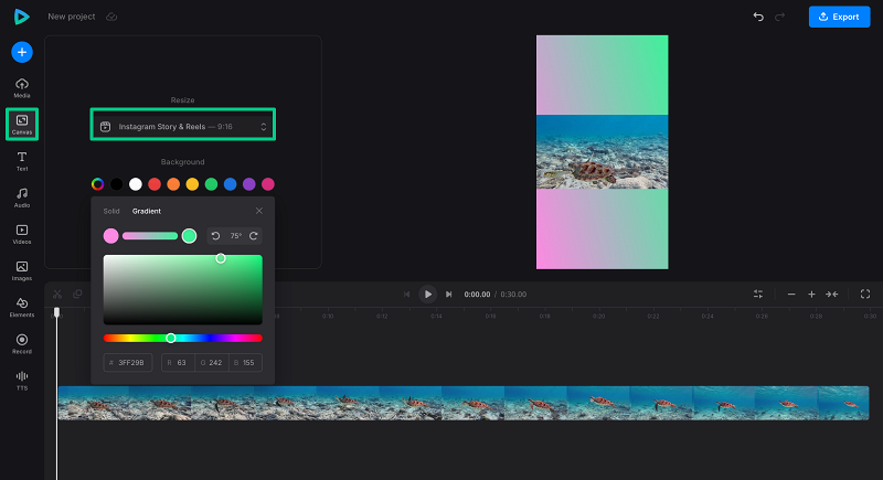 Change canvas before cropping horizontal video to vertical
