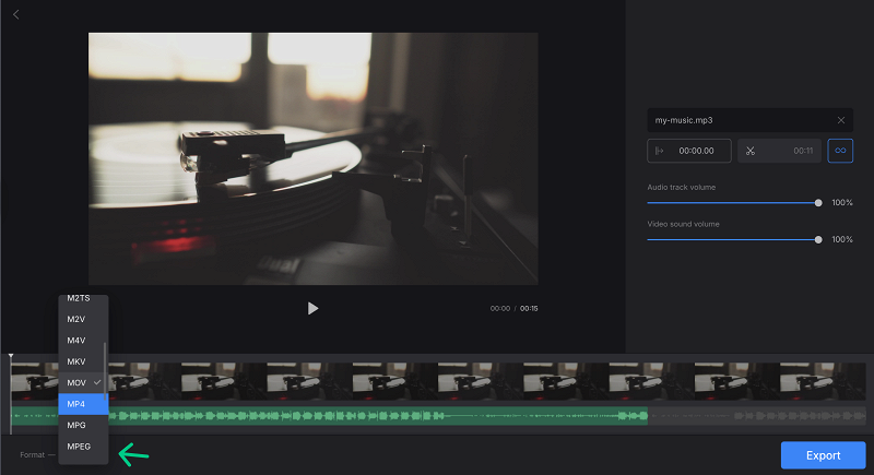 Convert the video with music to other format