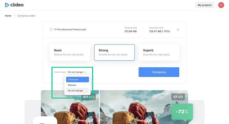 Change settings to compress video for WhatsApp