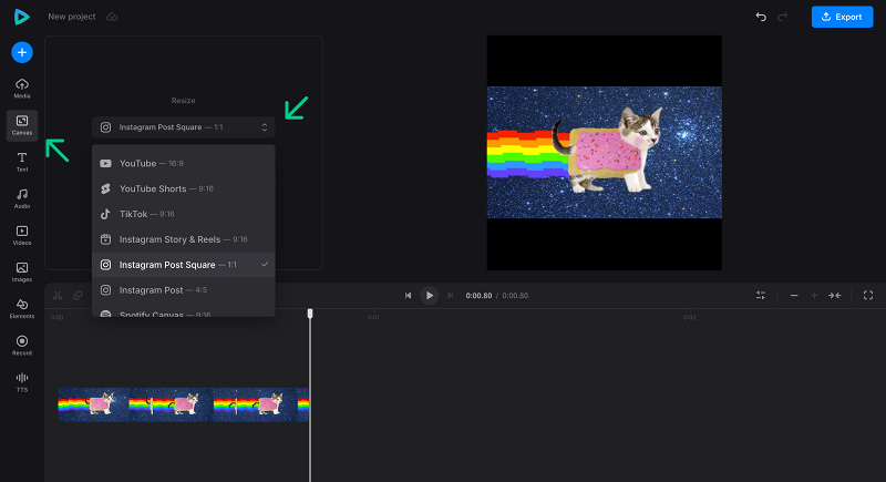 Choose canvas to crop GIF online