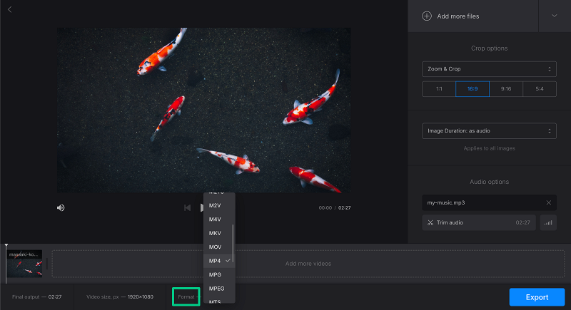 Change format of the video with MP3