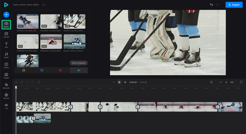 Create project in online video editor