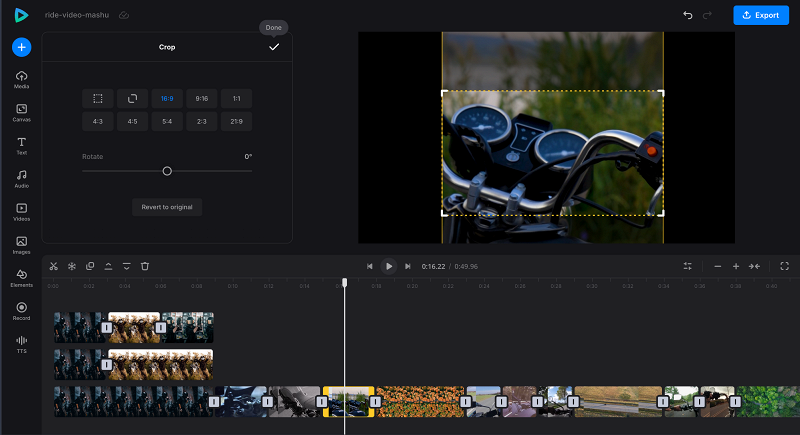 Crop video mashup