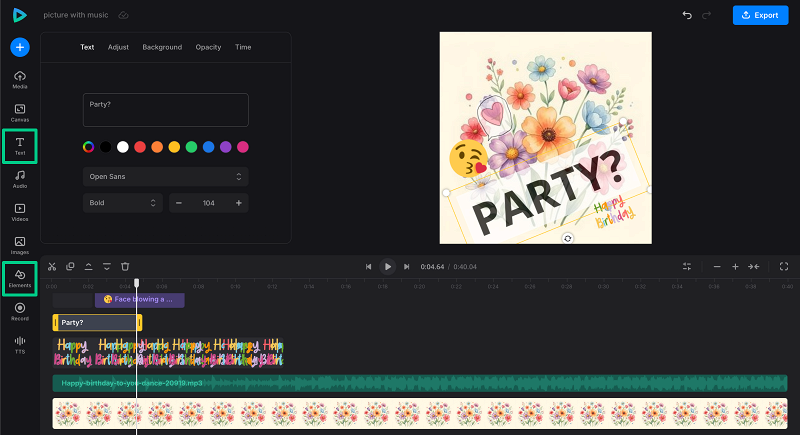 Customize picture with music video
