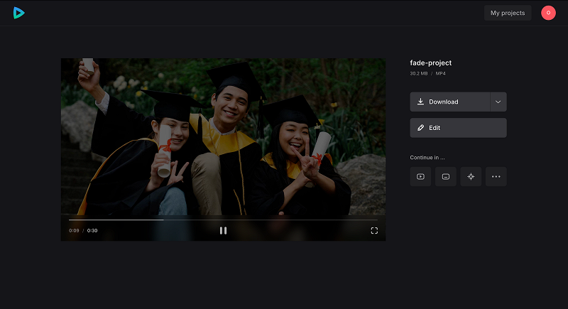Download video with fade effect