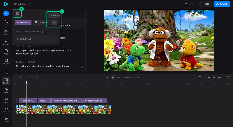 Save subtitle tracks as SRT or TXT files