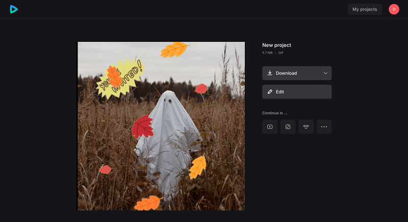 Save your video invitation GIF Download your Halloween gif party invitation
