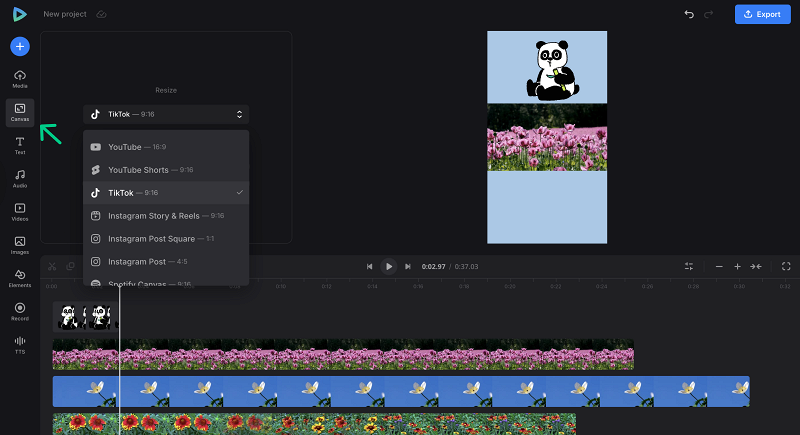 Edit canvas for multiple videos on one screen