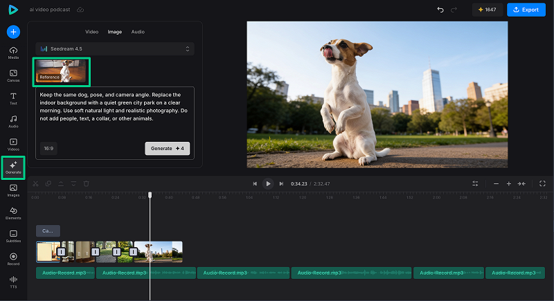 AI photo editing Edit a dog photo with AI