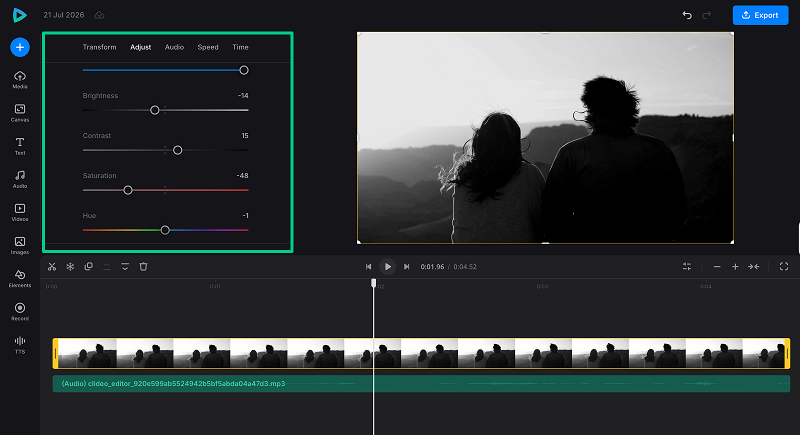 Edit video without background noise