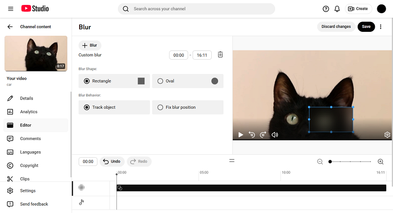 Edit YouTube video - blur