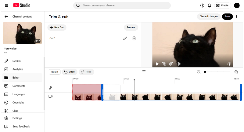 Edit YouTube video - trim and cut