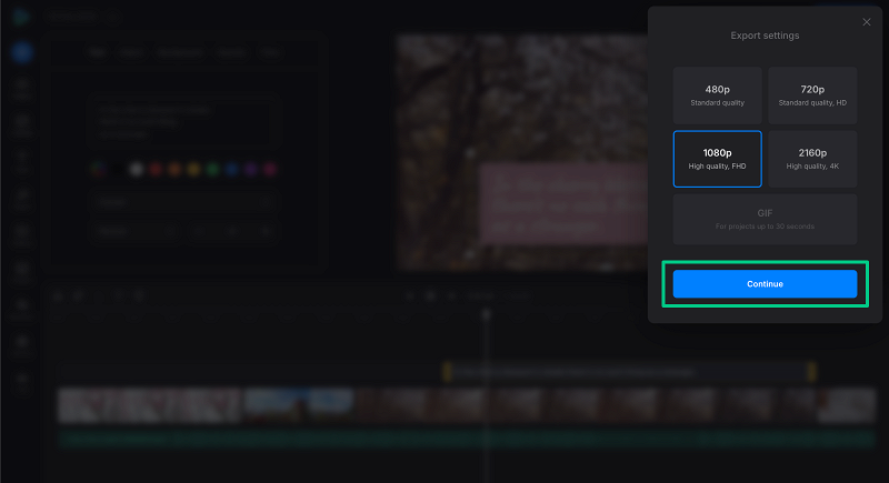 Export audio track converted to video file