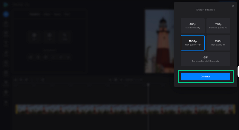 Export cropped 9:16 video