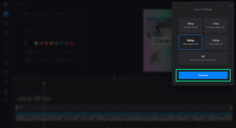 Export cropped vertical video