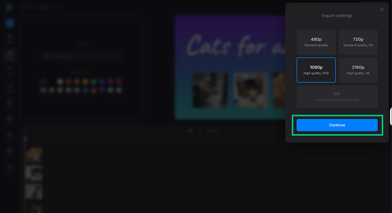 Export project with video transitions