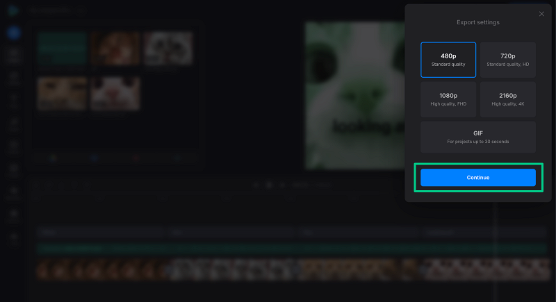 Select output quality for combined GIFs Export video from combined GIFs