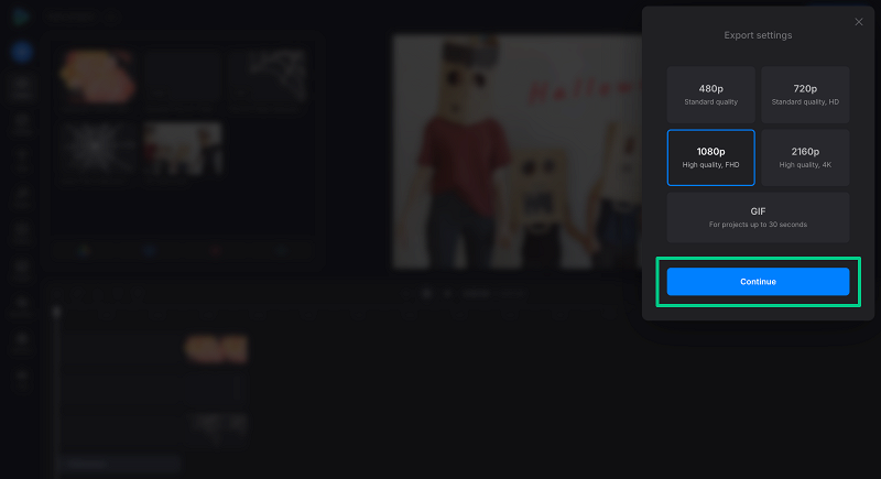 Export video with a Halloween sticker