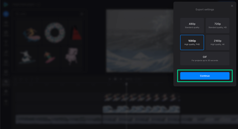 Export video with freeze frame effect