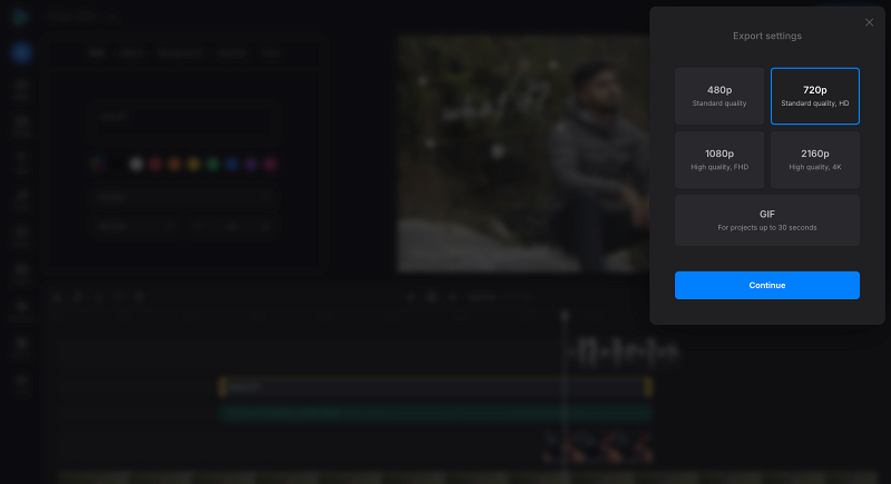 Change quality of video with GIF Export video with GIF