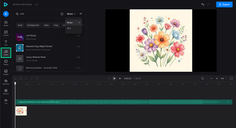 Find music for picture