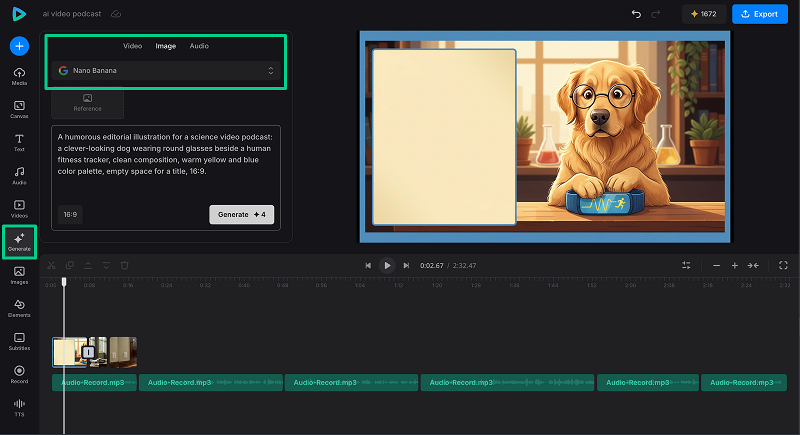 AI image generator Generate an AI image for the podcast cover