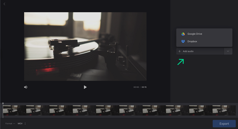  Add an audio to the video with one click