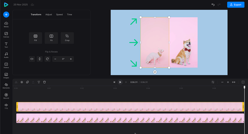 Put elements side by side Make side-by-side video